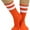 Orange/White, variant on Women's Acrylic Ankle High w/ Striped Top Athletic Socks - Orange/White
