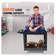 thumbnail image 5 of Utility Cart 2 Shelf 550LBS Heavy Duty Rolling Cart, Plastic 360° Swivel Wheels, Medium Lipped Shelf, Ergonomic Handle for Garage Warehouse Office, 5 of 9