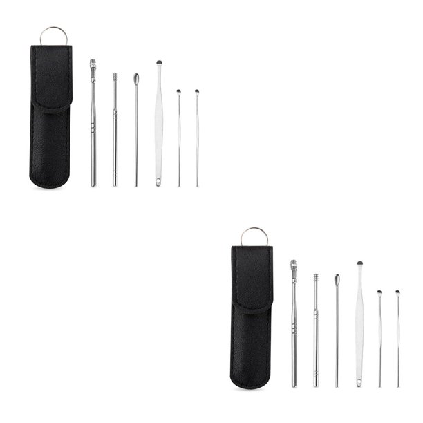 Vogacara 6 piezas de acero inoxidable, herramienta de extracción para el hogar, accesorios para removedor de cera para cuarto de baño con bolsillo de Negro 2piezas Vogacara CBP164961