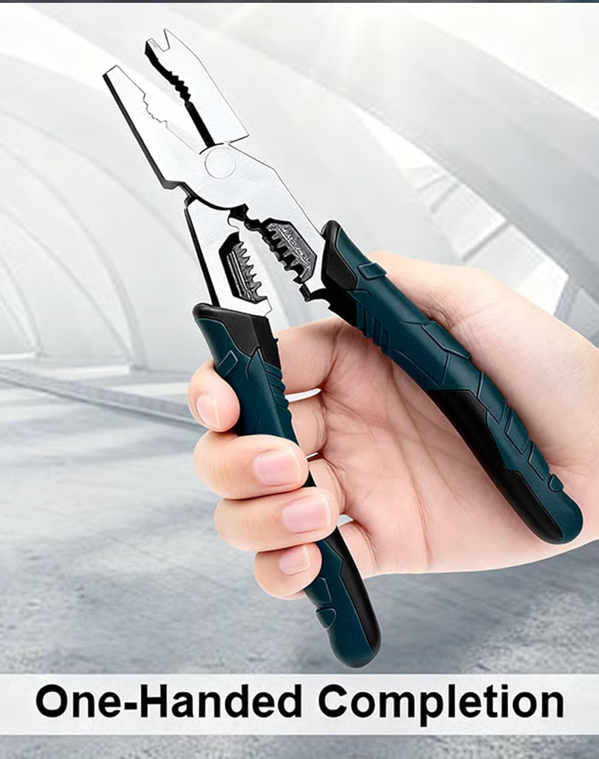 Industrial-Grade Multi-Function Cutting Pliers - 9-in-1 Compound Action Pliers with Wire Cutter, Stripper, Crimper & Nail Puller