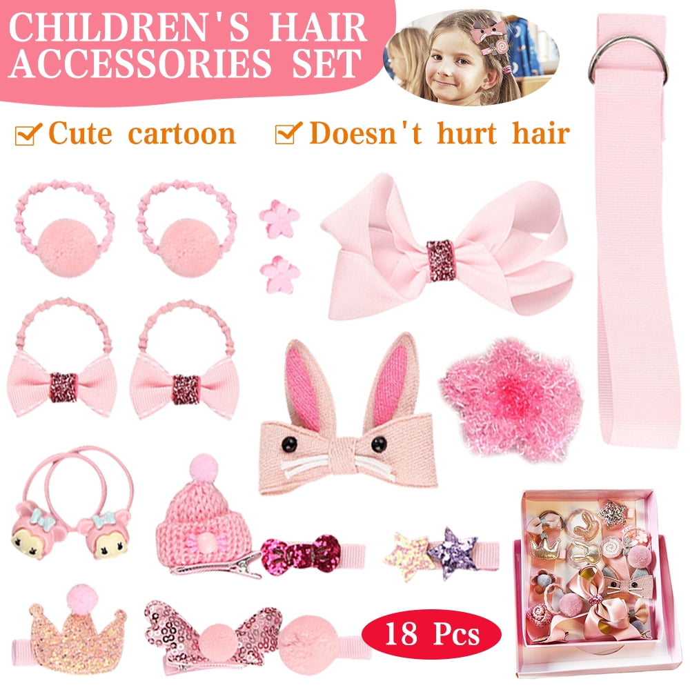 Hair Accessories for Girls Including Jewelry Box/Hair Clips/Hair Barrettes/ Hair Ties/Hair Bows Girl Gifts for Kindergarten Graduation Birthday  children's day Gift Toys for Age 2 3 4 5 6 7 8-12 Combination 2
