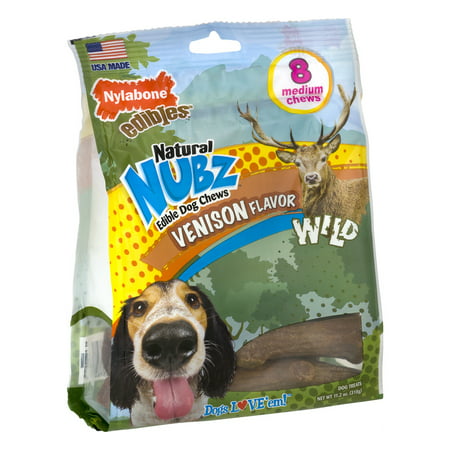 Nylabone Natural Nubz Edible Dog Chews Venison Flavor Antler Medium 8