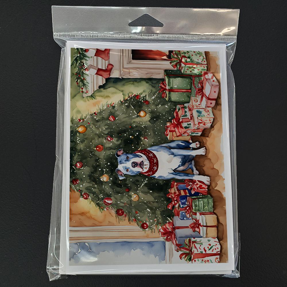 Pit Bull Terrier Christmas Greeting Cards and Envelopes Pack of 8 7 in x 5 in