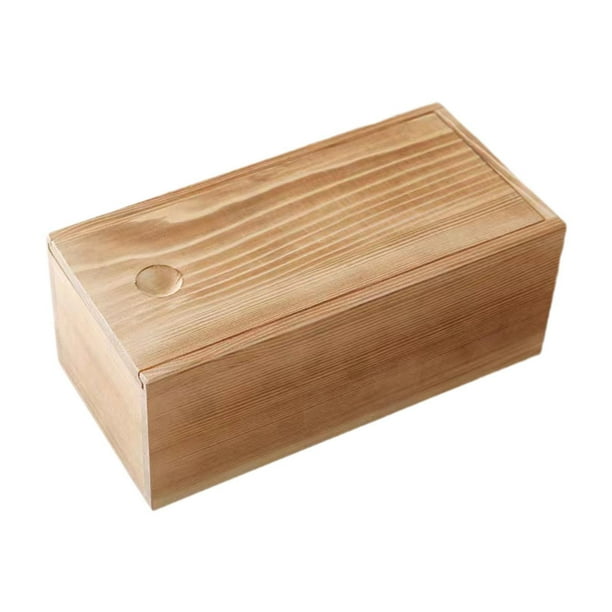 Caja de almacenamiento de madera con tapa deslizante, caja de joyería rectangular portátil para Marrón oscuro