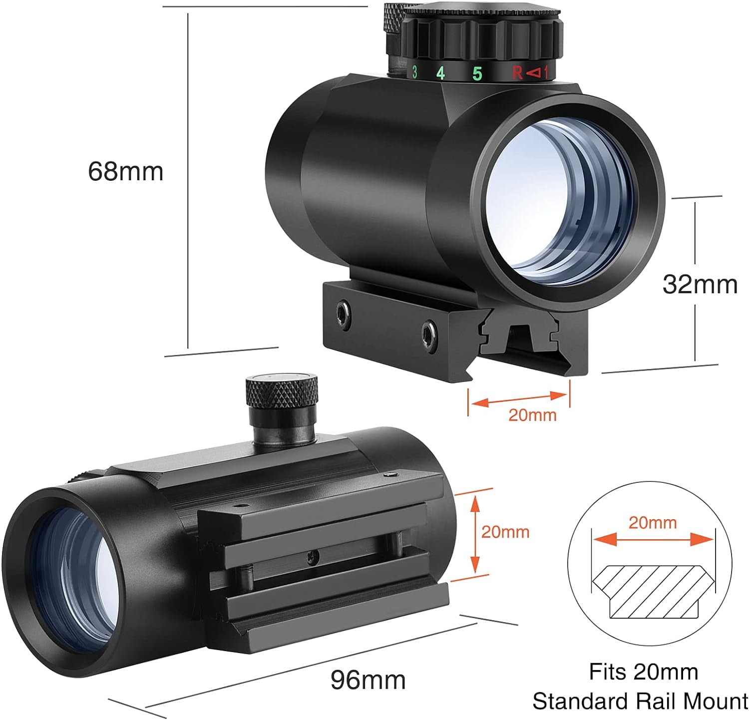 EZshoot Red Green Dot Sight Scope with Lens Cap 20mm/11mm Rail Mount