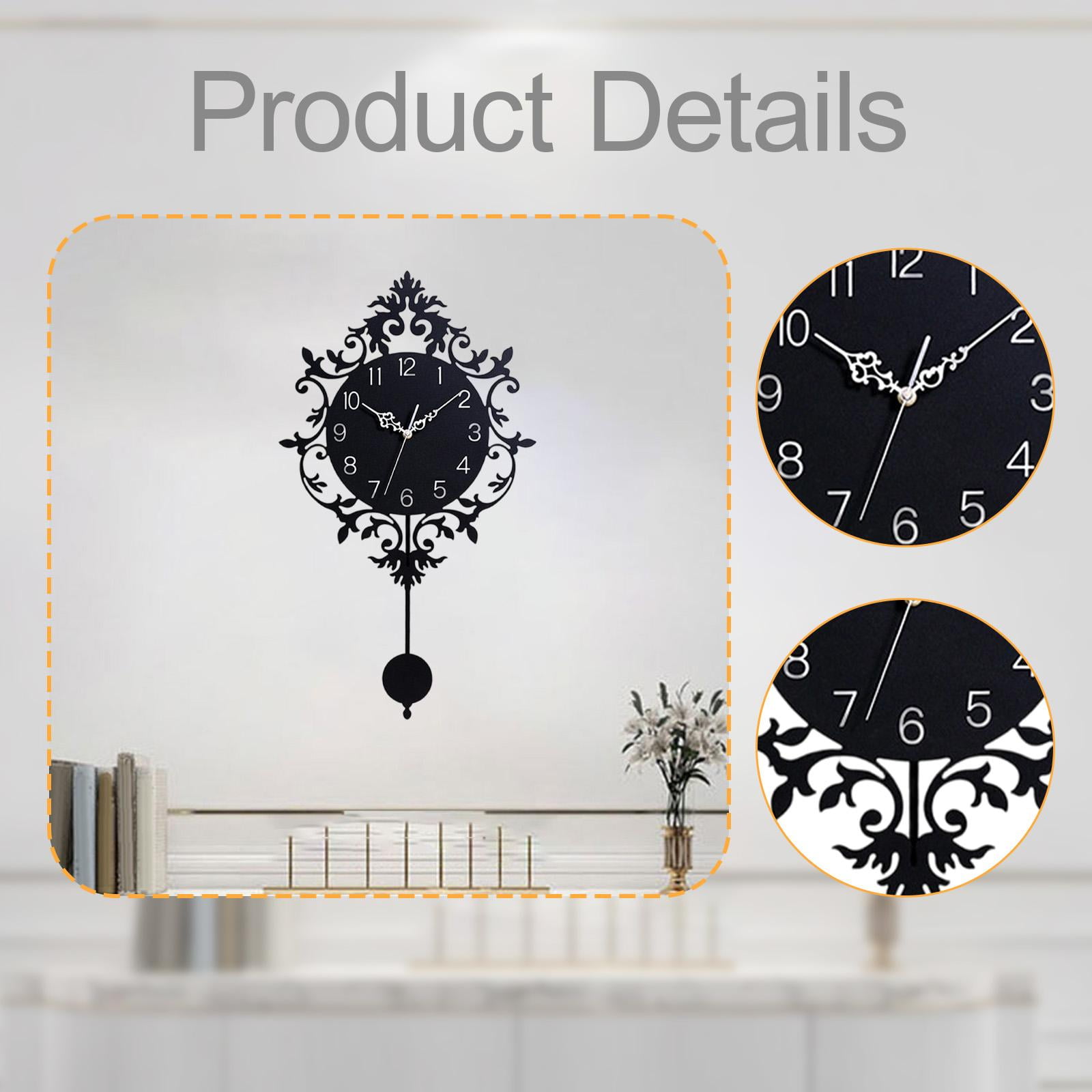 Wall Hanging Clock Round Wall Clock with Pendulum Ornament Acrylic Smooth Surface for Modern Nursery Kids Room