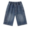 thumbnail image 3 of CAIXIA Boys Baggy Jeans Shorts Wide Leg Hop Loose Denim Shorts Knee Length Elastic Wasit Baggy Jort Classic Trendy School Bermuda Shorts Multipockets Vintage Streetwear, 3 of 7