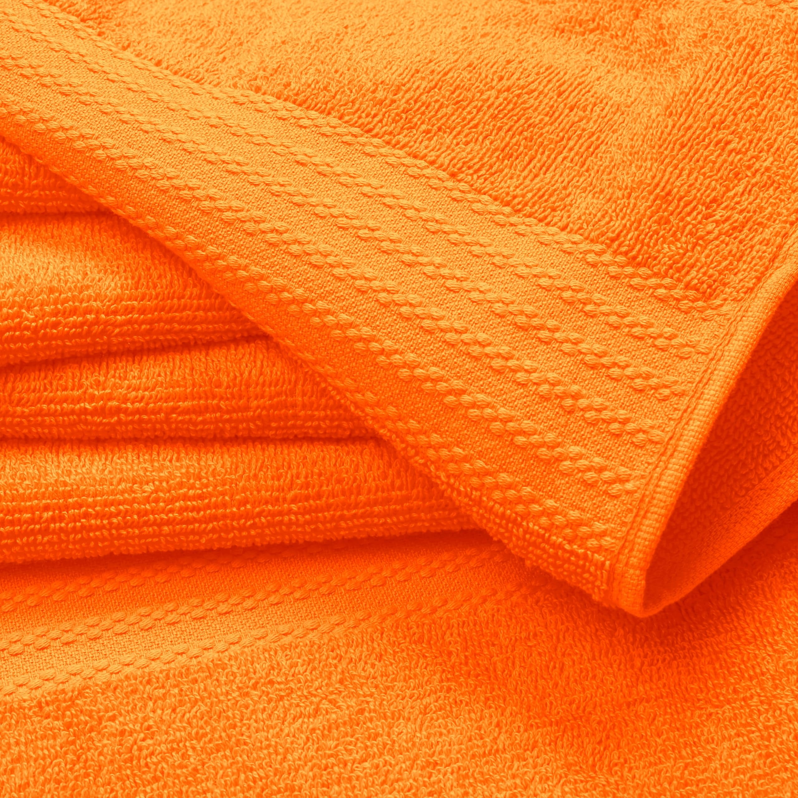 MyOwn Ultra Soft 8-Piece Towel Set - 100% Pure Ringspun Cotton, Contains 2 Oversized Bath Towels 27x54, 2 Hand Towels 16x28, 4 Wash Cloths 13x13 - Ideal for Everyday use, Hotel & Spa - Orange
