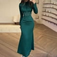 thumbnail image 2 of Ygbgbb Women's Haute Couture Slim Long Sleeved Pleated Tie Irregular Long Dress Elegant Women's Evening Dress (Green,S), 2 of 6