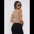 thumbnail image 4 of Camisetas Básicas Sin Mangas para Salir de Mujer, Cuello Alto, Ropa de , Camisetas Lindas Sin Mangas, Conjuntos de Verano Y2K. Caqui S, 4 of 8