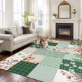 thumbnail image 2 of Boho Spring Floral Area Rugs 5'x7', Small Throw Rugs for Laundry Room Playroom, Retro Flowers Plants Patchwork Grid Green Indoor Outdoor Rug Non-Slip Low Pile Carpet Runner Reversible Floor Mats, 2 of 8