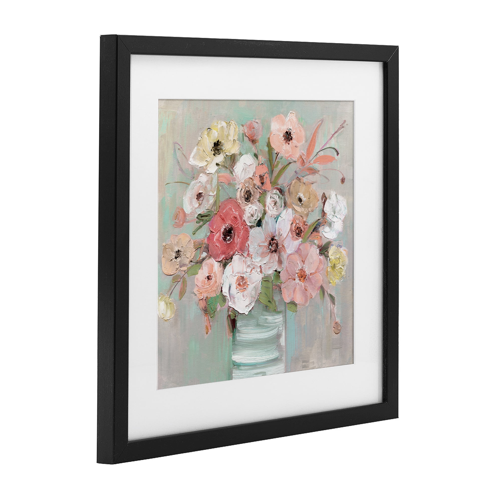 Stupell Industries Pastel Garden Peony Bouquet Black Framed Print Under Glass, design by Sally Swatland