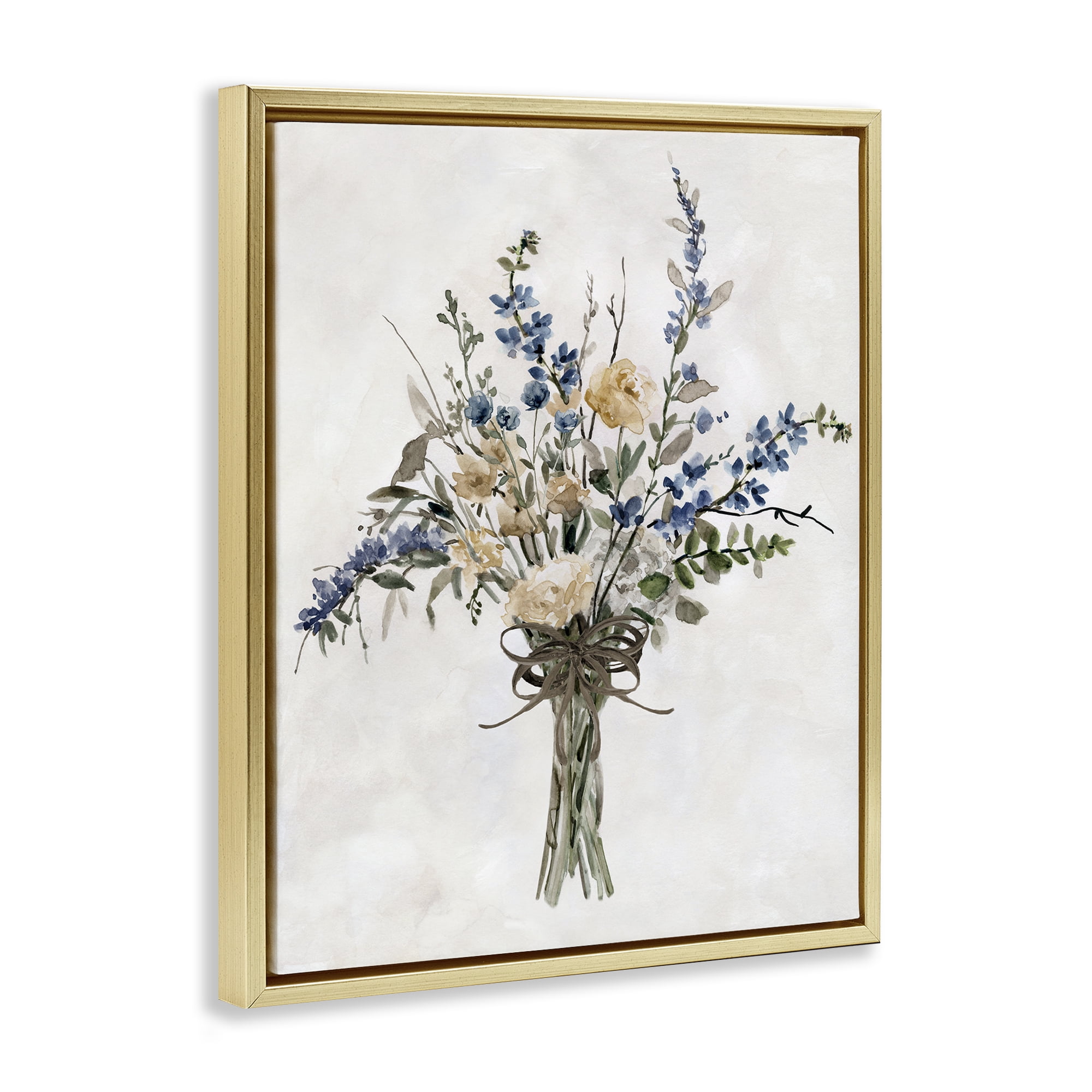 Stupell Industries Subdued Flower Bushel Gold Framed Floater Canvas Wall Art, design by Carol Robinson