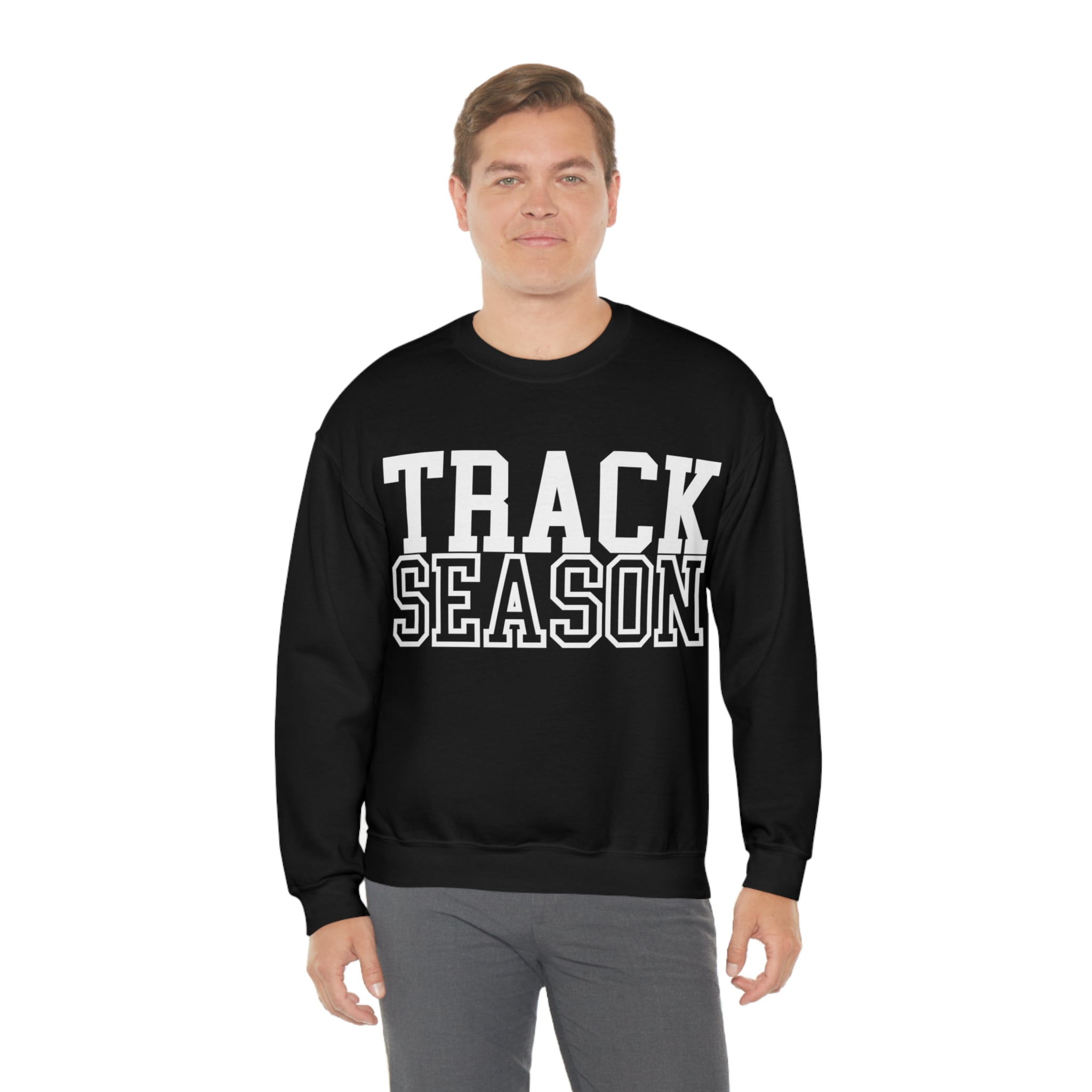 Track Season Sweatshirt Trendy Track and Field Long Sleeve Shirt Black Medium