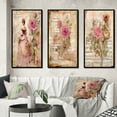 thumbnail image 1 of Designart "Victorian Lady Amid Rustic Pink Roses I" Rose Framed Wall Art Set Of 3 - Pink Traditional Frame Gallery Set For Office Decor, 1 of 6