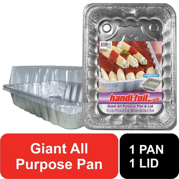Handi-Foil Aluminum Foil Giant All Purpose Pan with Lid, 13.5 x 9.6 inch, 1 Count