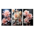 thumbnail image 2 of Designart "Muted Peonies Pink and Black Flowers" Floral Wall Art Set Of 3 - Pink Peonies Canvas Set For Living Room Decor, 2 of 7