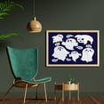thumbnail image 2 of Ghost Wall Art with Frame, Scary Ghost Characters Drawn in Cartoon Style with Boo Texts Pattern, Printed Fabric Poster for Bathroom Living Room Dorms, 35" x 23", Dried Rose Indigo, by Ambesonne, 2 of 2