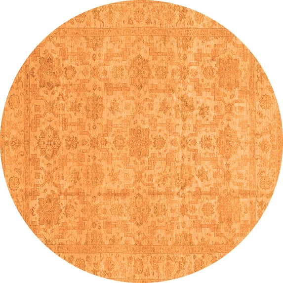 Ahgly Company Indoor Round Oriental Orange Traditional Area Rugs, 7' Round