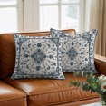 thumbnail image 6 of Throw Pillow Covers 20x20 Inch, Blue Boho Floral Decorative Pillow Cases for Couch Sofa Bed, Vintage Farmhouse Botanical Motifs Cotton Linen Square Home Decor Pillowcases with Hidden Zipper, 6 of 9
