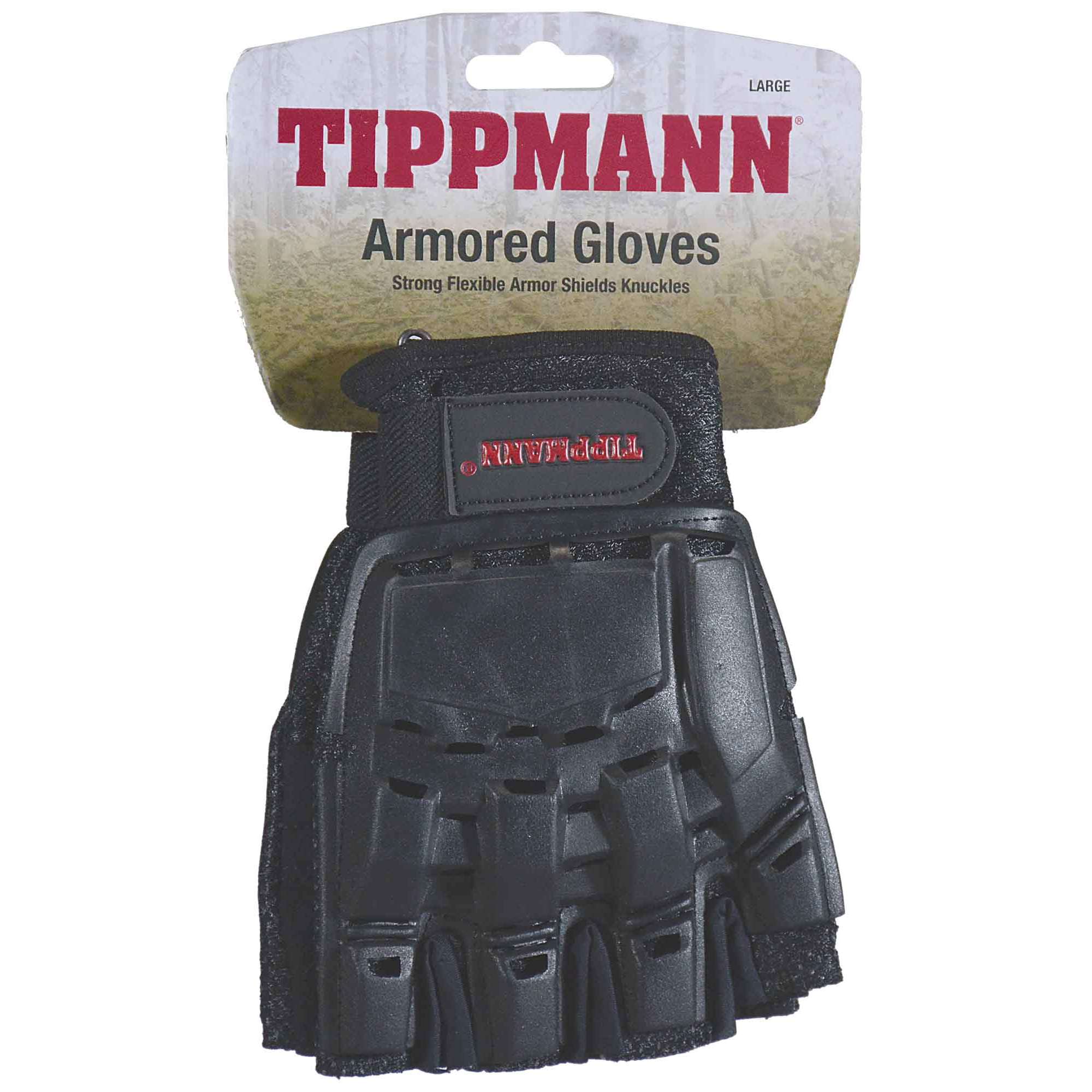 Tippmann Armored Half Finger Paintball Airsoft Gloves with Flexible Armor, Black