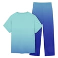 thumbnail image 7 of Men's 2-Piece Work Uniform Set, Short Sleeve V-Neck Gradient Print Top with Chest Pocket and Elastic Waist Pants, For Medical Nursing Scrubs,Light Blue,XL, 7 of 7