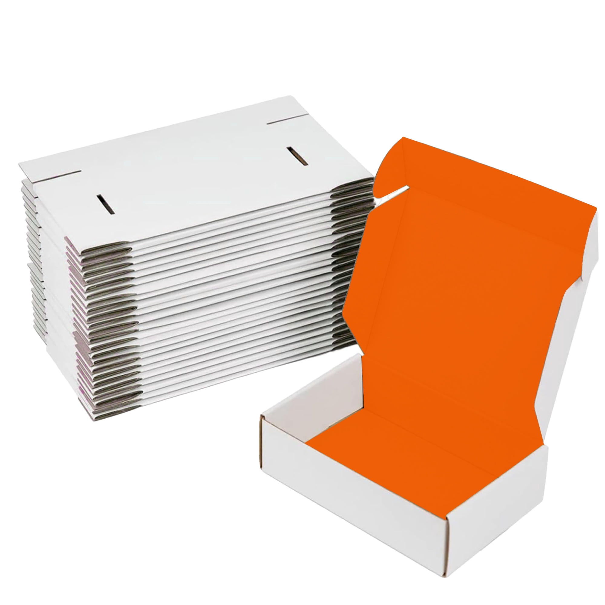Ucanpack Deluxe Mailer Box Corrugated Moving Boxes 3mm Thick Small Orange (White Outside) , 4 x 4 x 1" - 50 Pcs