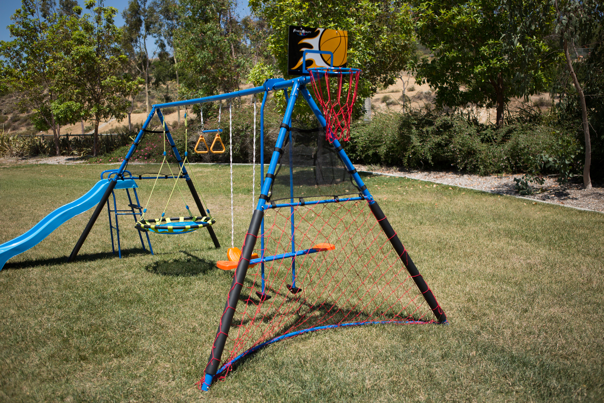 Fitness Reality Kids 'The Ultimate' 8 Station Sports Series Metal Swing Set with Basketball and Soccer - image 14 of 16