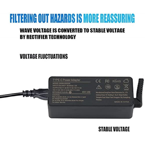 45W Tipo USB C Cargador para Laptop Lenovo Chromebook c330 s330 c340 s