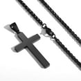 thumbnail image 5 of APSVO Black Cross Necklaces for Men Boys Stainless Steel Cross Pendant Chain Catholic Religious Christian Birthday Valentines Day Jewelry Gifts Teen Him Boyfriend Son Dad Adults Male Kids Age Ideas, 5 of 7