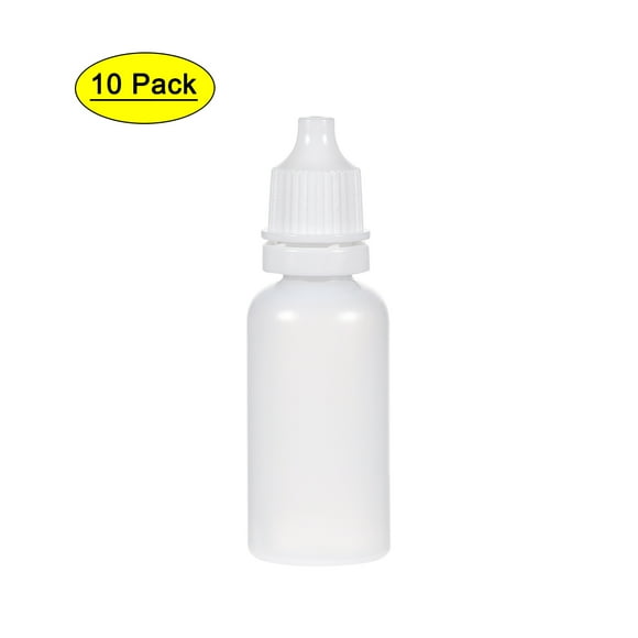 Uxcell Botella de goteo de boca pequeña de 0.68 oz Plástico Blanco 10pcs