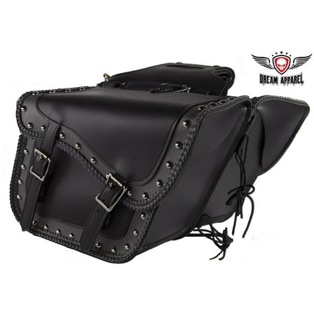 Studded PVC Motorcycle Saddlebag With Gun Holsters