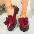 thumbnail image 6 of Gpaecead Women's Oversized Bow Embossed Platform Loafers Chunky Sole Slip On Patent Leather Comfort Shoes For Commute Campus Burgundy, 6 of 8