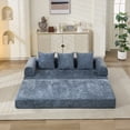 thumbnail image 2 of Folding Mattress Sofa Bed, 79'' Foldable Sleeper Lounge Modular Couch, Sleeper Sofa Couch with Armrest and Pillows, Chenille Floor Sofa Lounge Couch for Living Room Bedroom,Blue, 2 of 14