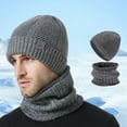 thumbnail image 2 of BRICH Couple Unisex 2 Piece Winter Beanie Hat Scarf Warm Lined Knit Hats Neck Scarf Set Winter Gifts Grey One Size, 2 of 3