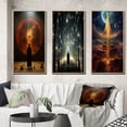 thumbnail image 1 of Designart "Revelation of Ancient Atlantis Mystery of Light IV" Abstract Landscape Framed Wall Art Set Of 3 - Red Abstract Landscapes Frame Canvas Set For Living Room Decor, 1 of 6