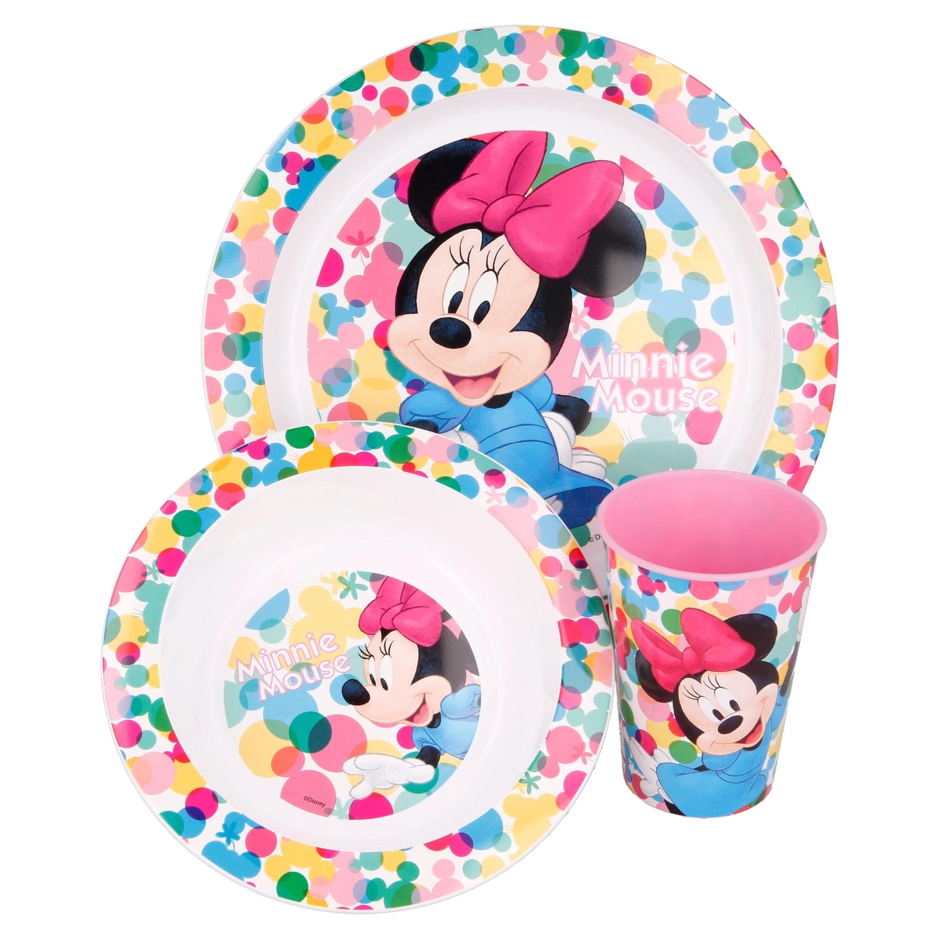 Stor Disney Minnie Mouse Feel Good 3 Piece Dinnerware Set Plate Bowl