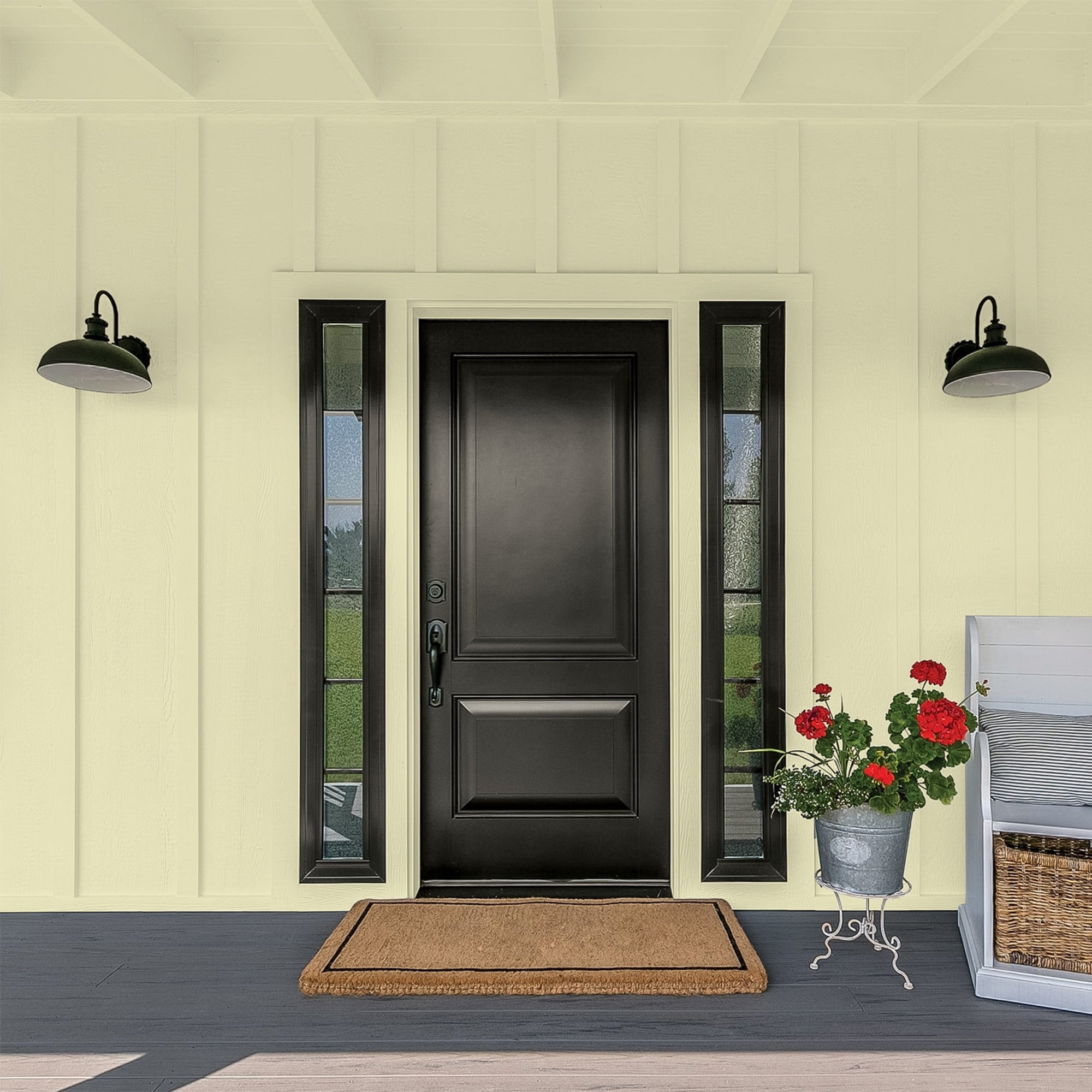 Glidden One Coat Canary Grass / Green Flat Exterior Paint with Primer, 5 Gallon