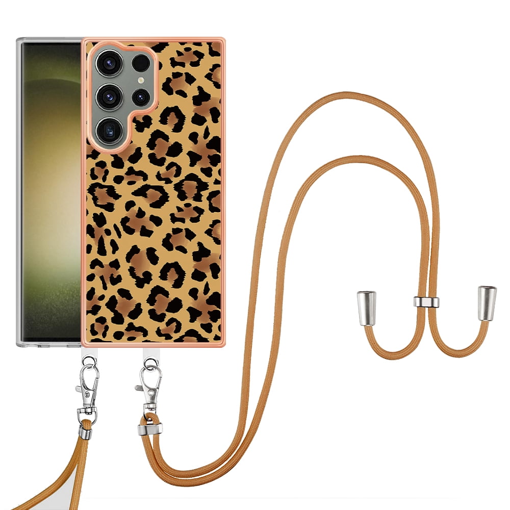 TECH CIRCLE For Galaxy S23 Ultra Case,Stylish Pattern Soft Slim Thin Silicone TPU Girls Boys Women Men Case Shockproof Protective Phone Case with Strap for Samsung Galaxy S23 Ultra 6.8" 2023,Leopard