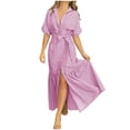 thumbnail image 2 of Livrdious Womens Striped Maxi Shirt Dress Casual Summer Short Sleeve Button Down Tie Waist Long Shirt Dresses with Pockets, Loose Fit Plus Size, 2 of 4