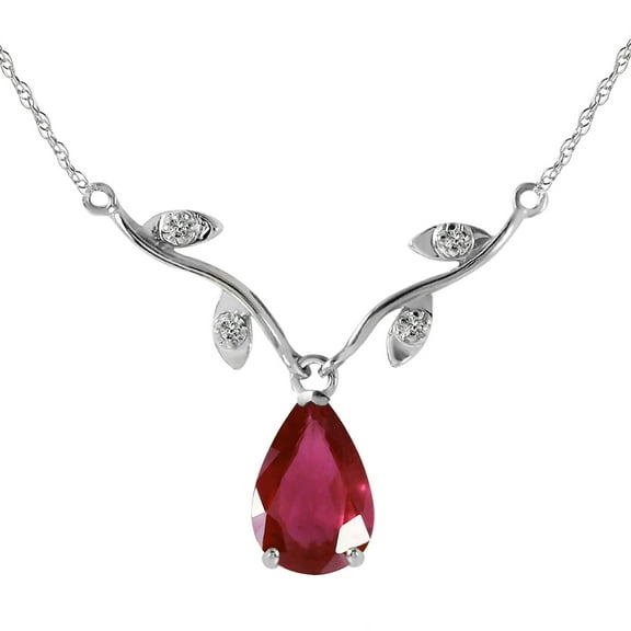 Galaxy Gold 14K Solid White Gold 1.52 ctw Pear Brilliant Genuine Ruby and Round Natural Diamond Necklace Made in USA Vine Design Fine Jewelry (20)