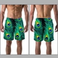 thumbnail image 3 of luoweisi Men's Beach Shorts Quick Dry Swim Trunks with Mesh Lining Peacock Feather 2XL, 3 of 5