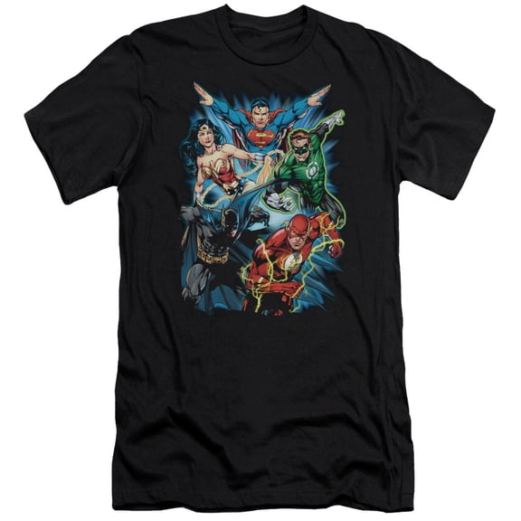 JLA Justice League Jl Assemble S/S Adult 30/1 T-Shirt Black