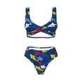 thumbnail image 4 of Rocae Cartoon Shark for Bikini Set for Women Two Piece Sexy High Swimsuits Split Crossover Bikini, 4 of 9