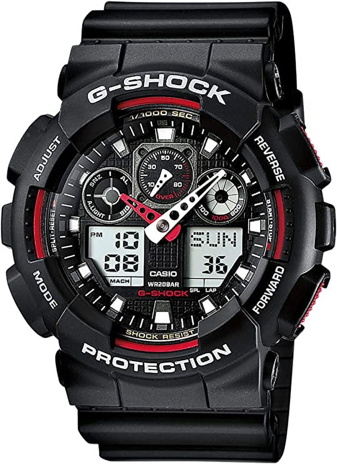 Casio G Shock Men s GA 100 1A4ER Combi Display Black Watch with Quartz Movement Resin Band and Water Resistance Walmart
