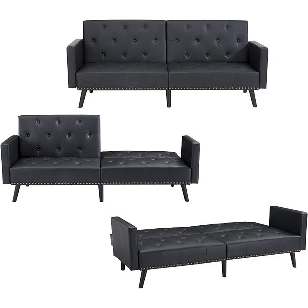 Convertible SplitBack Futon Sofa Furniture, Tufted Sofa Bed with Nail