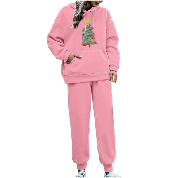 IROINNID Sweatsuit For Women 2 Pieces Set Savings Set Hoodies Casual Tracksuit Hooded Athletic Sweatsuits Running Jogging Sport Suit Sets Sport Outfits Set,Pink