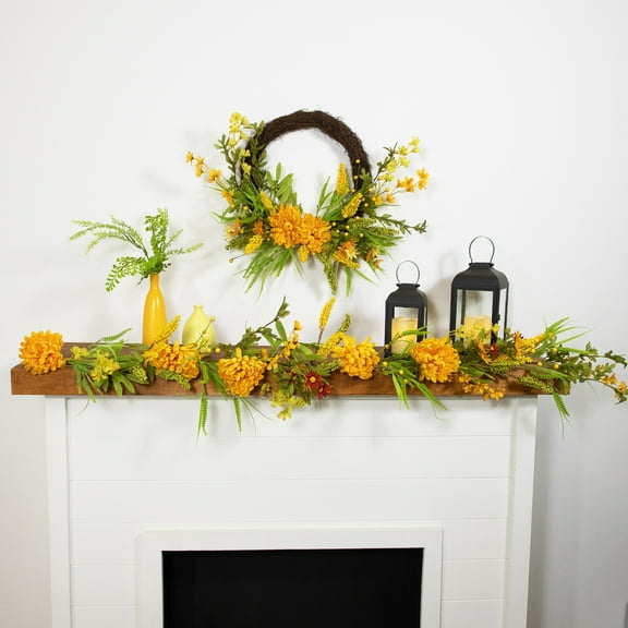 Northlight 5' x 10" Orange Peony Artificial Fall Harvest Garland, Unlit