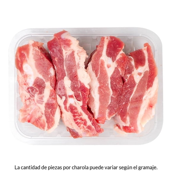Costilla de cerdo peso aprox por charola 800 a 900 g