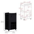 thumbnail image 4 of Black modern bar cart with 6 built - in wine racks and a single door cabinet for primary living space ensuring easy access to bar items, 4 of 4